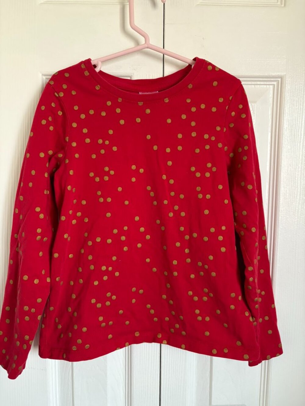 Hanna Andersson Long Sleeve Red Top Shimmer Dot Printed Tee